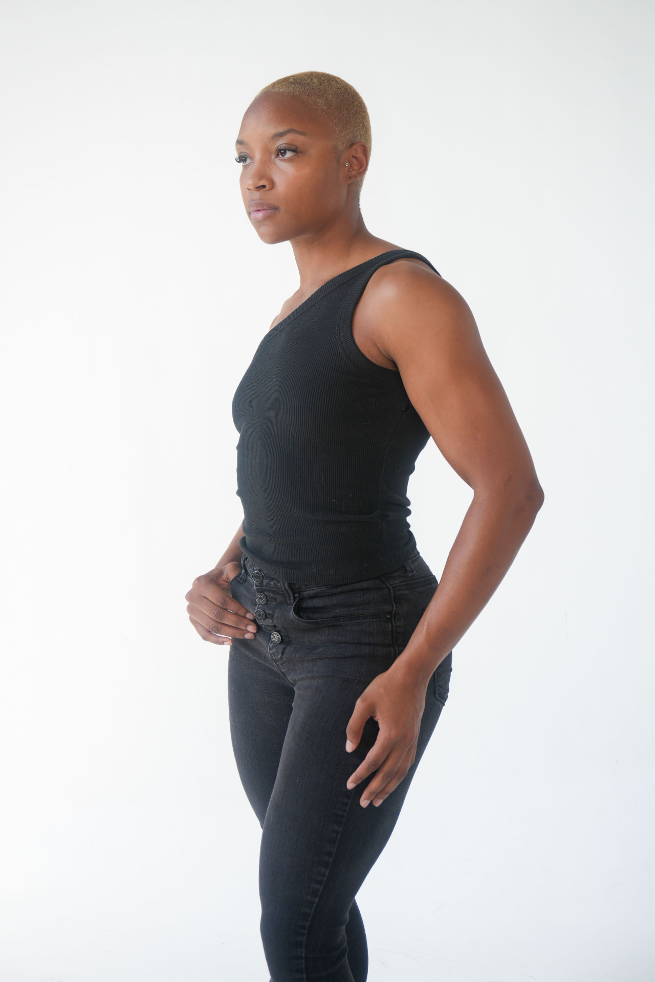 Three-quarter digital, angled stance on a white studio backdrop